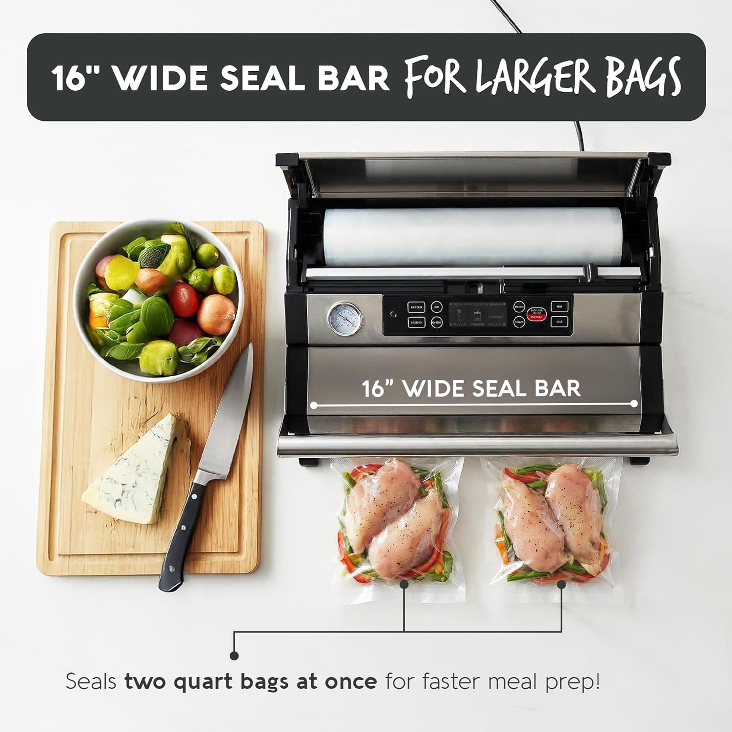 Avid Armor A420XL Food Vacuum Sealer Machine, 16" Extra‑Wide Stainless Steel Food Saver, Seals Two Bags at Once, For Bulk Meat, Hunters & Meal Prep