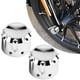 thumbnail image 1 of Tapa del eje delantero, 2 piezas, cubierta de calavera para eje delantero de motocicleta de aluminio CNC, cubierta de tuerca del eje delantero, artesanía excepcional, 1 of 9