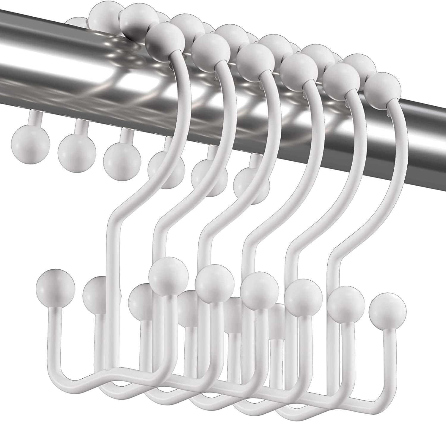 Shower Curtain Hooks Rings, Durable Metal Double Glide Shower Hooks for ...