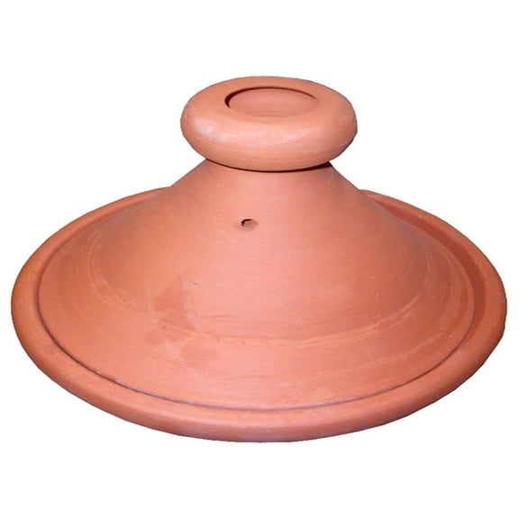 Moroccan Handmad Safe Cooking Tagine, Round, Brown, 10 inches Across, Medium, Non Glazed, Traditional