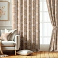 thumbnail image 2 of Vargottam Room Darkening Curtains - Marigold Motif Pattern, Set of 2 Panels, 52" x 90" - Grommet-Top Blackout Window/Door Drapes for Bedroom, Nursery & Living Room - Orange, 2 of 9