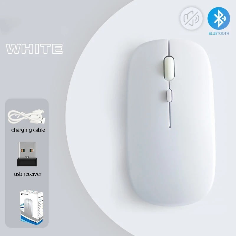 Dual Model Bluetooth Mouse Rechargeable Macron 1600dpi PC Laptop Tablet Mice with USB 2.4G Receiver Wireless Mouse for Mac iPad