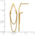thumbnail image 3 of 14K Yellow Gold Vibrant, Sculptural 32 Mm 9 Polished V Design With Dangle Chains Post Earrings, 3 of 3