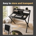 thumbnail image 3 of EDX Small Folding Desk with Shelf, No Assembly 2-Tier Compact Computer Table, Portable Study Workspace for Bedroom, Home Office, Black, 3 of 7