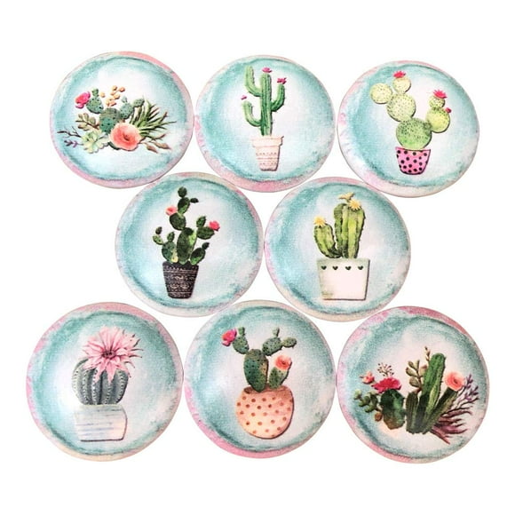 Twisted R Design Cabinet Knobs, Knobs for Kitchen Cabinets and Drawers, Matching Cabinet Knobs and Pulls, 1.5" Round Dresser Drawer Knobs (Set of 8 Flowering Cactus Wood Knobs)