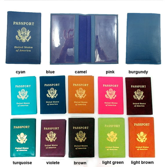 NZIHSZO DZOOVG 1 GENUINE LEATHER USA PASSPORT COVER HOLDER WALLET CASE TRAVEL 11 COLORS NEW
