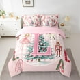 thumbnail image 2 of Homewish Pink Monogrammed L Bedding Comforter Set 7pcs for Teens, Merry Christmas Queen Bedding Sets, Kawaii Xmas Tree Nutcracker Reversible Queen Sheet Sets, Super Cozy Room Decor, 2 of 7