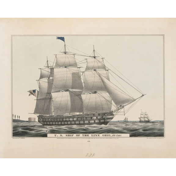 Print: U.S. Ship Of The Line Ohio: 104 Guns, 1847