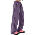 thumbnail image 4 of Hurxie Womens Waterproof Pants Rain Pants Quick-Dry Baggy Cargo Hiking Pants | with Zipper Large Pockets Outdoor Travel Pants Purple,L, 4 of 6