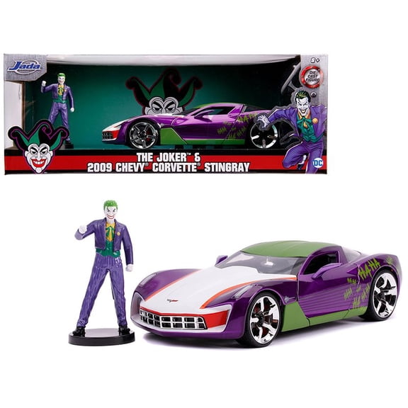2009 Chevrolet Corvette Stingray with Joker Diecast Figure "DC Comics" Series 1/24 Diecast Model Car by Jada
