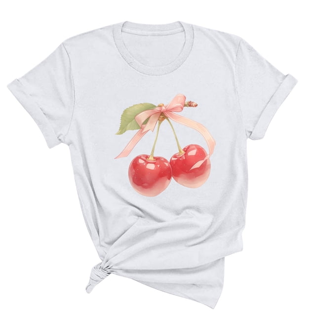 Blusas de Manga Corta para las Mujeres Divertida Impresión Cuello Redondo Camiseta Vintage, Blusas de Primavera para las Mujeres
