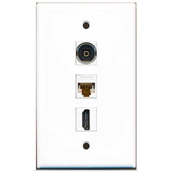RiteAV - 1 Port HDMI and 1 Port Toslink and 1 Port Cat6 Ethernet White Wall Plate