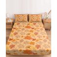 thumbnail image 2 of Queen Size Fitted Sheet Set - Autumn Maple Leaves 3 Piece Bedding Sets 16" Deep Pocket Fitted Sheet with 2 Pillowcases, Vintage Orange Falling Leaf Plants Brushed Microfiber Hotel Luxury Bed Sheets, 2 of 9