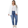 thumbnail image 3 of DARING DIVA Women's Plus Long Sleeve Crew Neck Knit Cardigans 1X White, 3 of 6