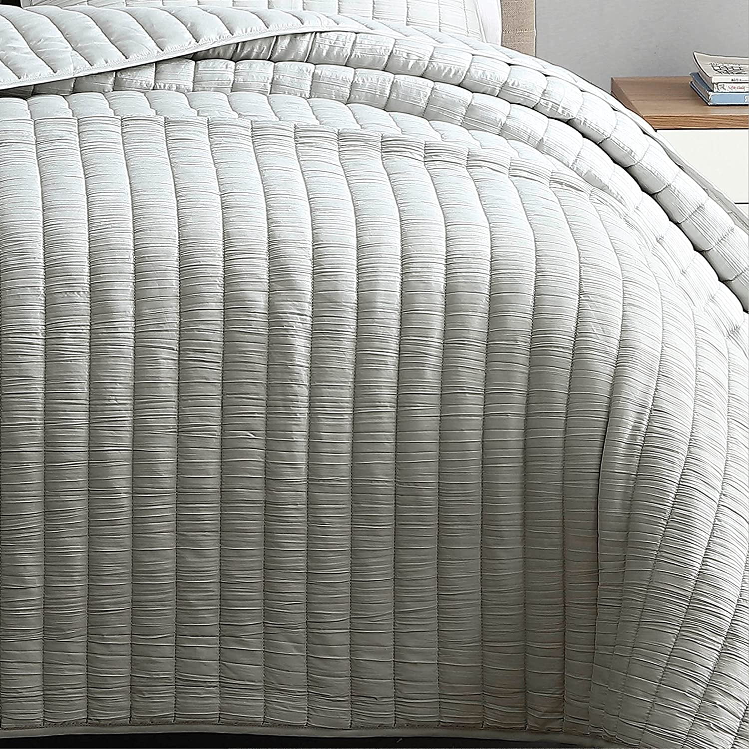 Riverbrook Home 3 Piece Quilt Set, King, Light Gray, Moonstone, Polyfill, Adult