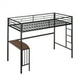 thumbnail image 3 of Twin Over Full Metal Bunk Bed with Desk, L Shaped Bunk Bed with Ladder and Quality Slats for Bedroom- Black, 3 of 7
