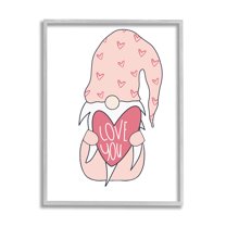 Stupell Industries Cute Pink Gnome Love You Sentiment Big Heart, 16 x 20, Designed by Melanie Torres