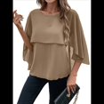 thumbnail image 2 of Sudadera Holgada de Verano con Mangas Abullonadas y Cuello Redondo de para Mujer, Informal y Elegante Camello L, 2 of 10