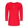 thumbnail image 6 of Sakmal Womens Blouses Fall Garnet Button Down Tops Plain 3/4 Sleeve Henley Blouses for Women, 6 of 8