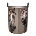 thumbnail image 1 of Balery Funny Horse Faces Expressions Cesta de ropa redonda con asas, impermeable, independiente, para ropa, juguetes, dormitorio y familia-Small, 1 of 6