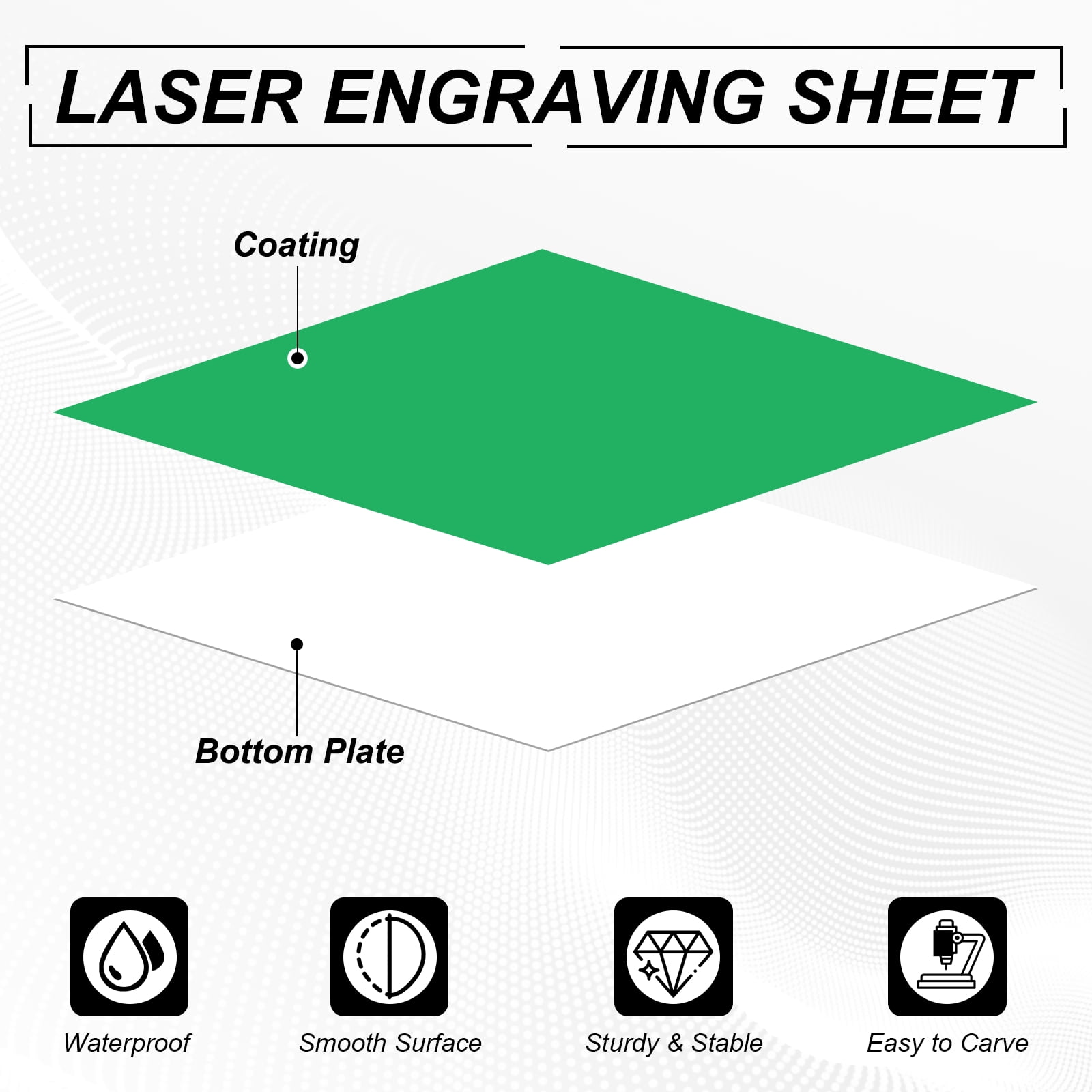 Uxcell 4Pcs Laser Engraving Sheet, 11.8x7.9" Double Color ABS Plastic Engraved Sheet Material for Plate Custom Craft Name Sign Badge Office Label DIY, Green/White