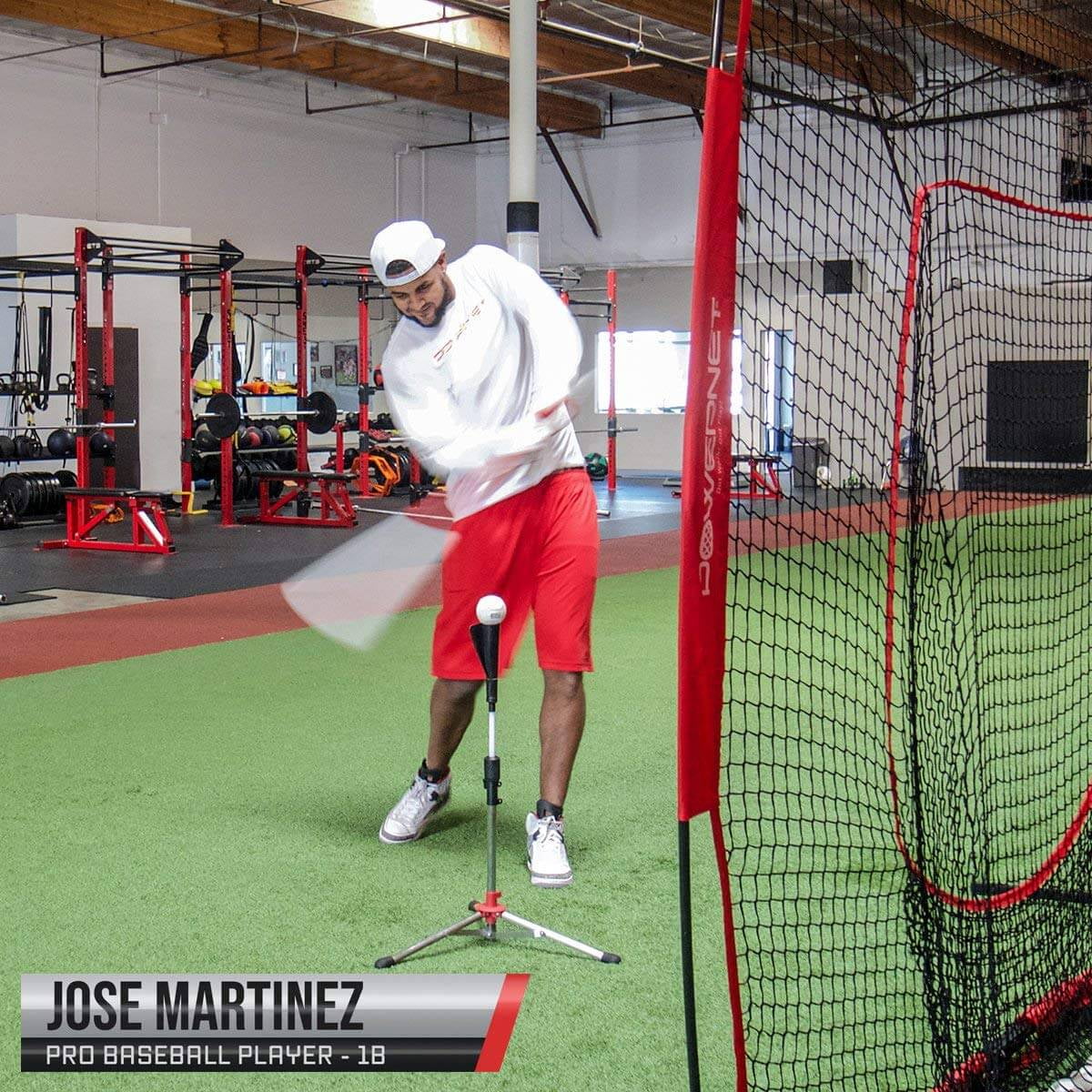 PowerNet Baseball Softball Batting Tee, Adjustable Height Baseball Tee 27.5" - 44", Portable Baseball Tees for Hitting Training, Collapsible Rubber Top Tee, Hitting Drill Coaching Aid (Heavy Tee)