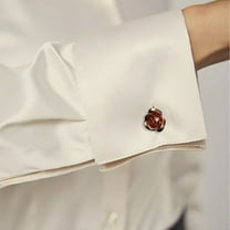 2 Pcs Rose Flower Gold Plated Cufflinks Copper French Tuxedo Shirt Unisex Cuff Buttons Classic Men Women Cufflink Set For Wedding Business