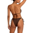 thumbnail image 6 of Yeaiivve Women's Triangle Bikini Sets O Ring Linked Two Piece Swimsuits Halter Bandeau Top with Side Tie Swim Bottom Cheeky Bathing Suit for Women Coffee,M, 6 of 8