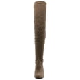 thumbnail image 3 of Ollio Women's Shoes Drawstring Stretch Faux Suede Over The Knee Stacked Heel Long Boots TWB06, 3 of 5