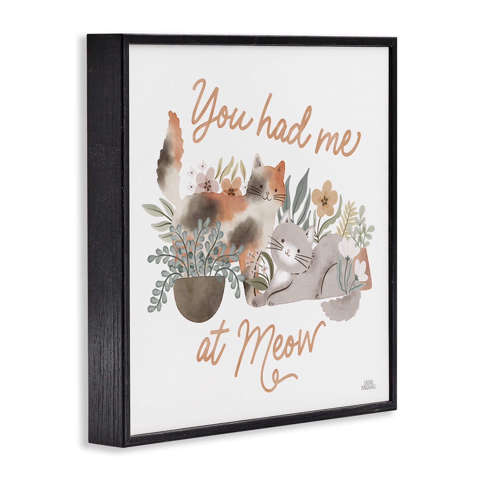 Stupell Industries Meow Garden Friends Animals & Insects Painting Black Framed Art Print Wall Art, 17 x 17