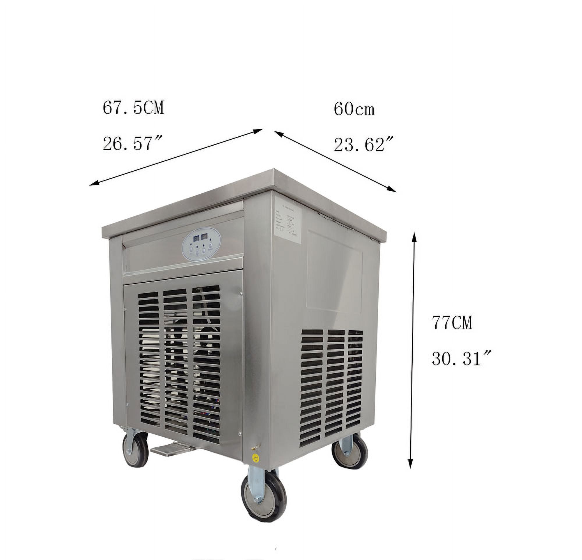 INTBUYING Fried Ice Cream Machine Frozen Yogurt Stir-frying Ice Maker Stainless Steel with 2 Shovels