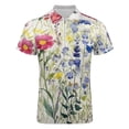 thumbnail image 4 of Watercolor Wildflowers Spring Summer (3) Men Zipper T-shirt Summer Casual Short Sleeve T-shirt Top, 4 of 7