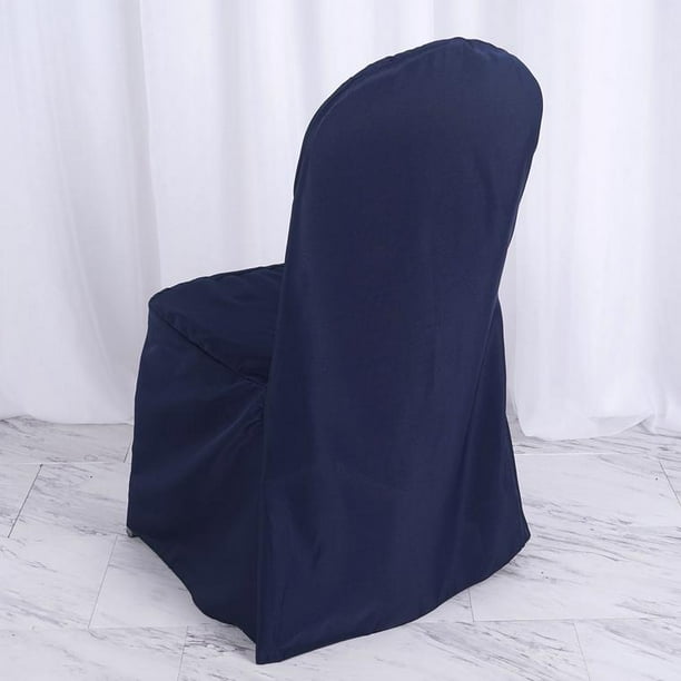 BalsaCircle Navy Blue Solid Polyester Banquet Chair Covers Slipcovers Party Linens