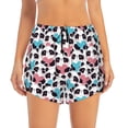 thumbnail image 2 of Vsdgher Heart Panda Print Women's Running Double Layer Shorts High Waisted with Pockets Elastic Yoga Workout Athletic Gym Sports, 2 of 8