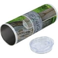 thumbnail image 5 of Appalachian Trail 20 Oz Skinny Tumbler, Photo of Wooden Sign with Grassy Pathway Behind, Leak-Proof Straw Lid and Brush Vacuum Insulated for Outdoor Use, Pale Blue Grey Dusk, 5 of 6