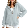 thumbnail image 4 of Girls Zip Up Hoodie Fleece Sweatshirt Jackets with Pocket Full-Zip,Hooded Design,Long Sleeve,Solid Color,Casual Jacket,Fall Winter,Back to School Wear, 4 of 7