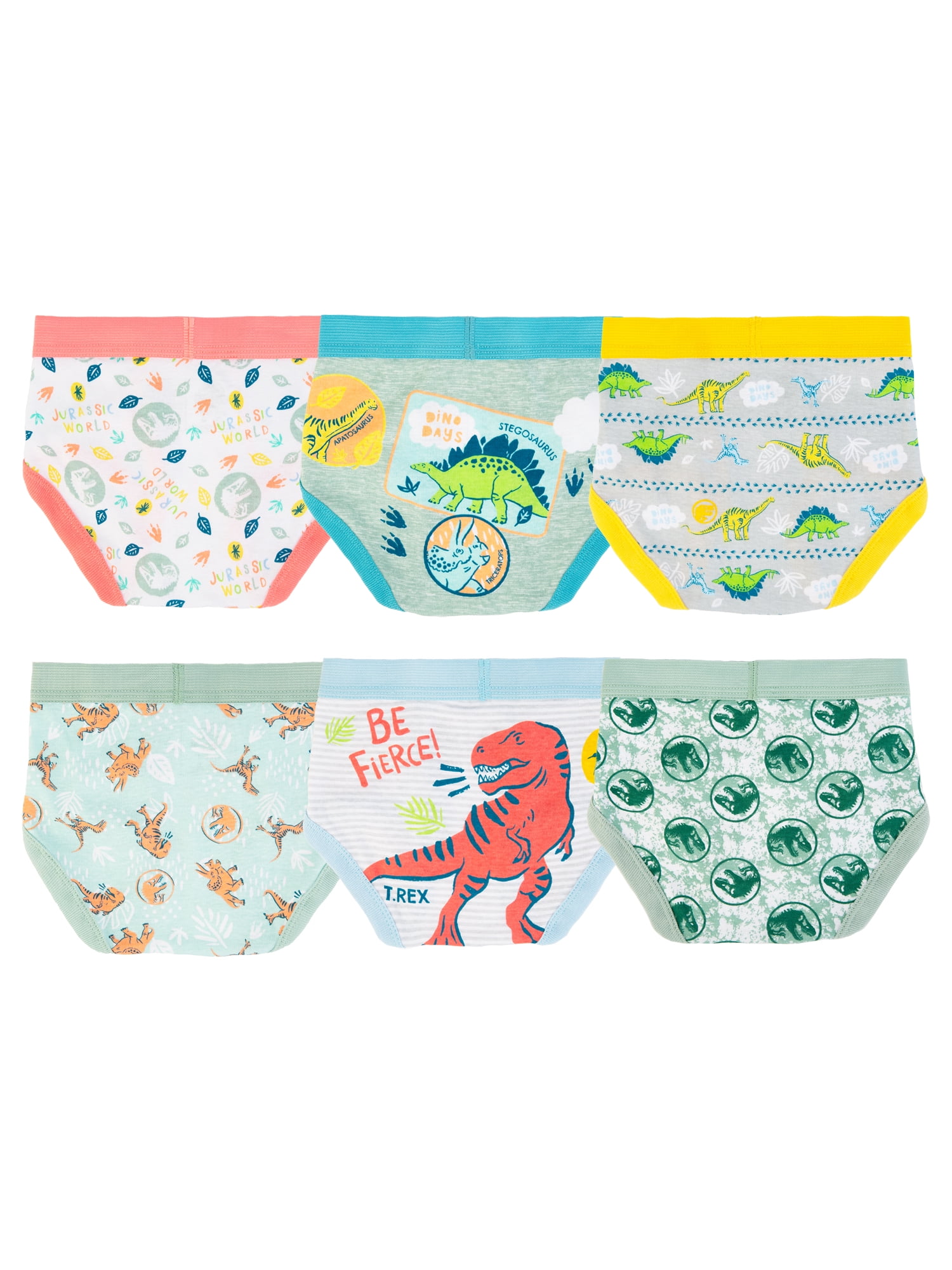 Jurassic World Toddler Boys Briefs, 6 Pack Sizes 2T-4T