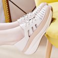 thumbnail image 5 of Women's Casual Platform Sneakers Ladies Hollow Breathable Flats Women's Fashion Lace Up Leather Shoes Walking Shoes, 5 of 11