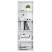 HomGarden 5-Tier Open Shelf Bookcase, Narrow Freestanding Bookshelf Storage with Adjustable Shelves for Living Room, Home, Office, White