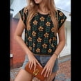 thumbnail image 4 of Suéteres de Punto Lindos con Cuello Redondo y Mangas para Mujer, Informales, Estampados, de Verano, Color Negro, Talla L, 4 of 9