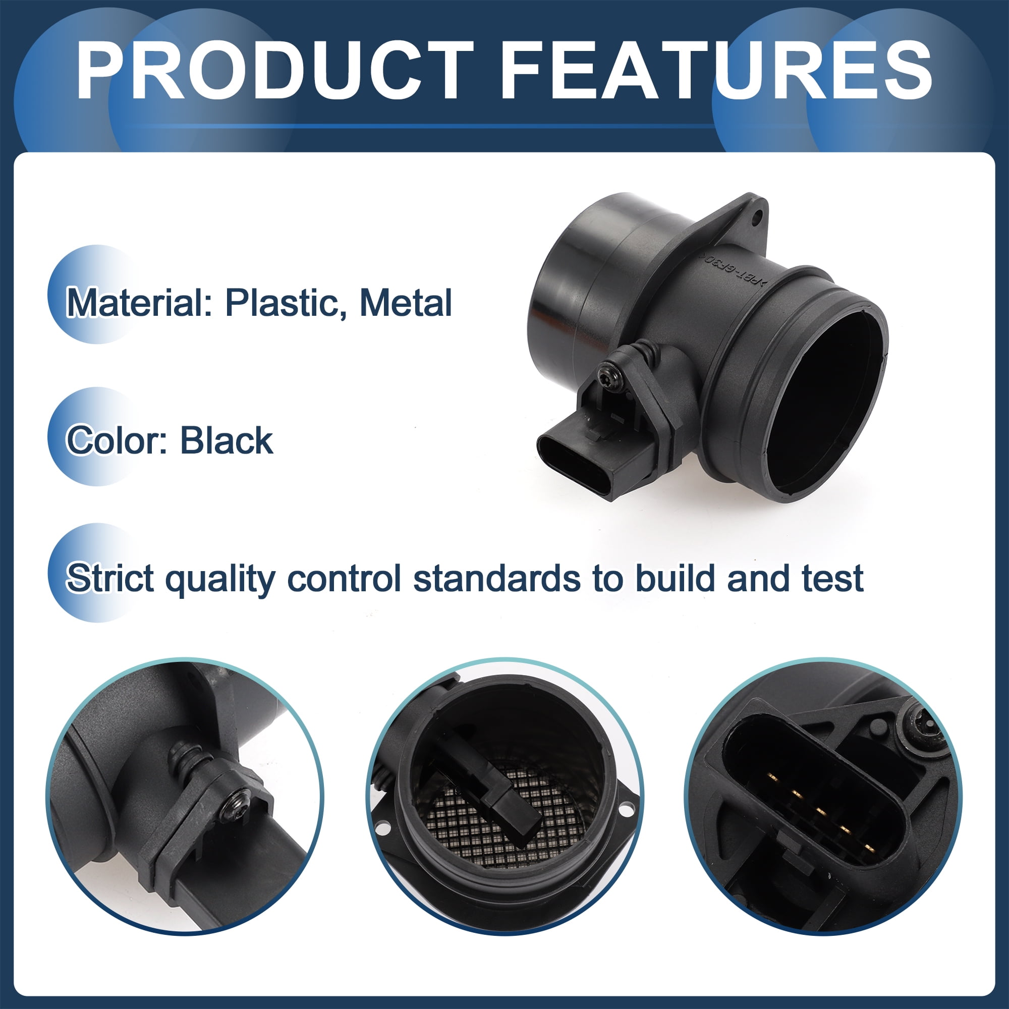 Unique Bargains Mass Air Flow Sensor Assembly MAF Sensor No.06A906461E for Audi TT Quattro 2000-2002 Black 1 Pc