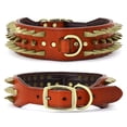 thumbnail image 2 of Pet Artist Spiked Studded Genuine Leather Dog Collar Large Dog Heavy Duty Training for Pitbull Boxer, 2 of 8