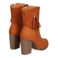 thumbnail image 4 of Alrisco Grape-2 Women Faux Suede Almond Toe Textured Tassel Chunky Heel Bootie, 4 of 6