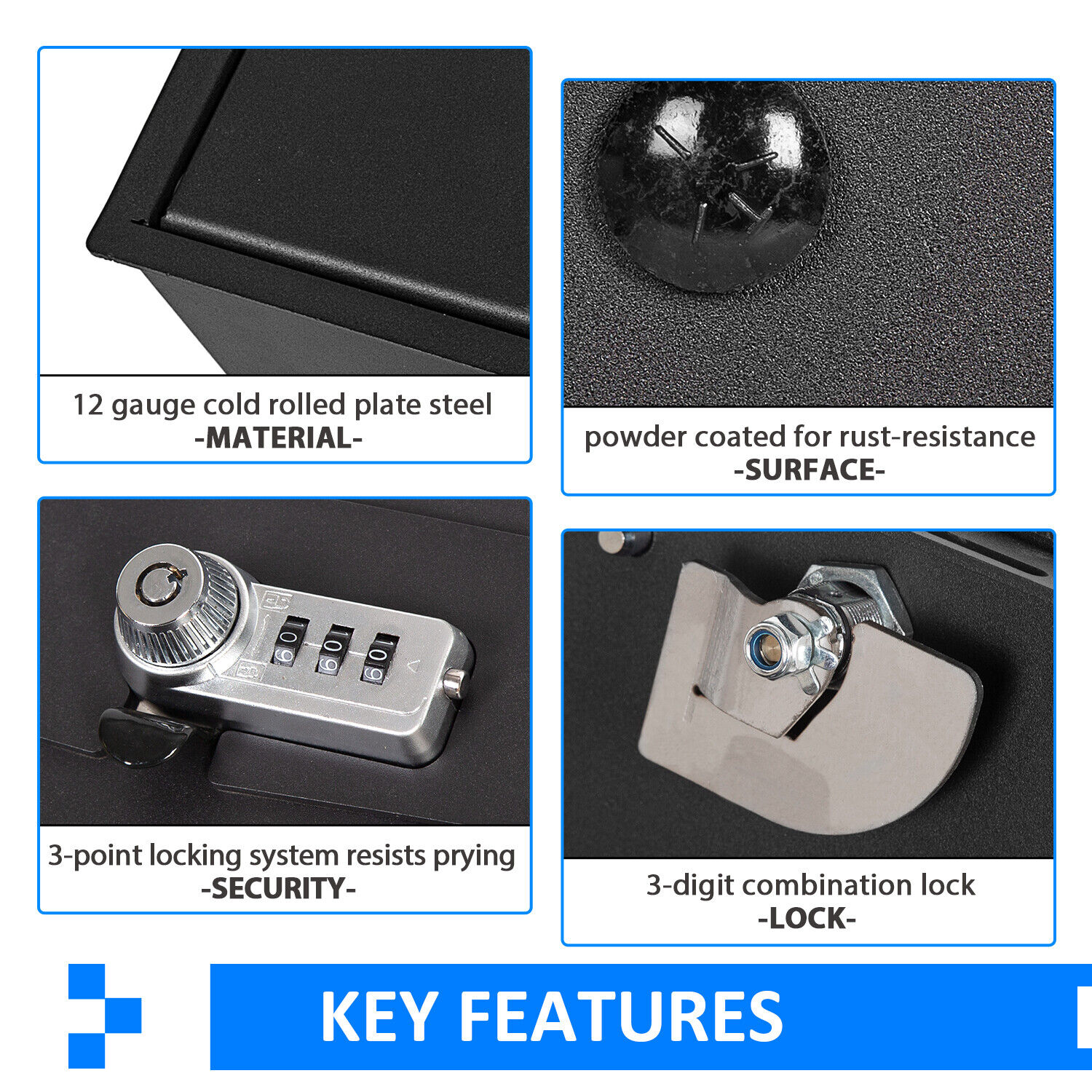 Kojem Safe Center Console Car Safe Interior Storage Lock Gun Safe Box for Toyota 4Runner 2014-2022 Replaces 00016-86184 00016-34174