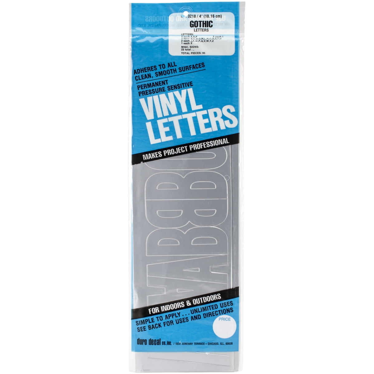 Permanent Adhesive Vinyl Letters 4" 95pk, Silver
