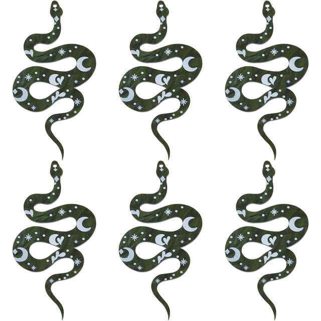 1 caja de 12 dijes de serpiente acrílicos de estilo gótico con forma de boa, parte trasera plana, estrella, luna y corazón.