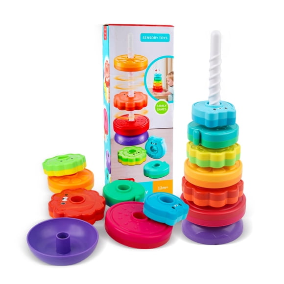 Juguete apilable BYFWH Spinning Stacker para bebés mayores de 12 meses