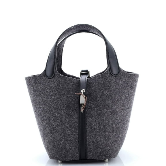 Pre-Owned Picotin Lock Bag Felt with Leather PM By Rebag