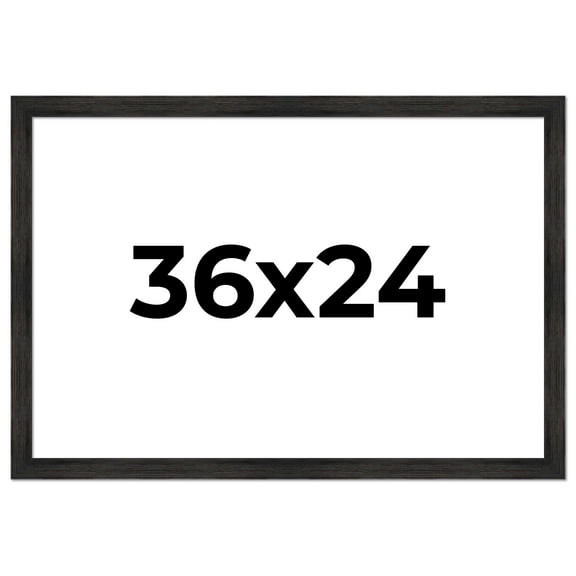 36x24 Black Rustic Wide Barnwood Picture Frame - UV Acrylic, Foam Board Backing, Hanging Hardware