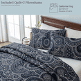 thumbnail image 5 of Whale Flotilla Reversible Paisley Quilt Set California King Size, Lightweight Boho Printed Bedspreads Coverlets Quilts Bedding Set with 2 Pillow Shams for All Seasons, Navy/Bone, 5 of 6